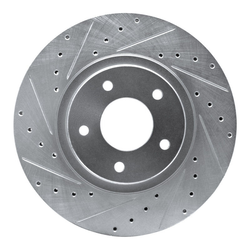 Jaguar XJR Brake Rotor (1) - Front Left - R1 Concepts - Drilled & Slotted - Silver - `98-`06